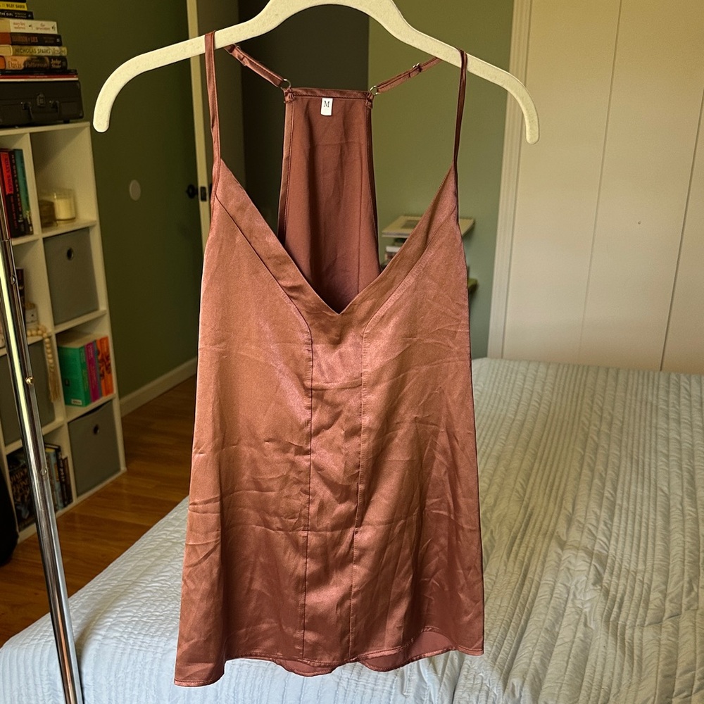 Satin Copper Slip Tank Top